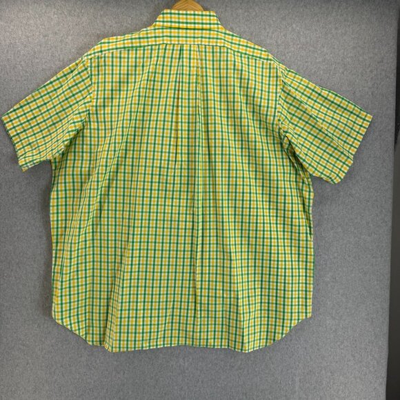 Maus & Hoffman Mens XXL Green‎ Yellow Gingham Short Sleeve Cotton Shirt Buttoned - Picture 13 of 15